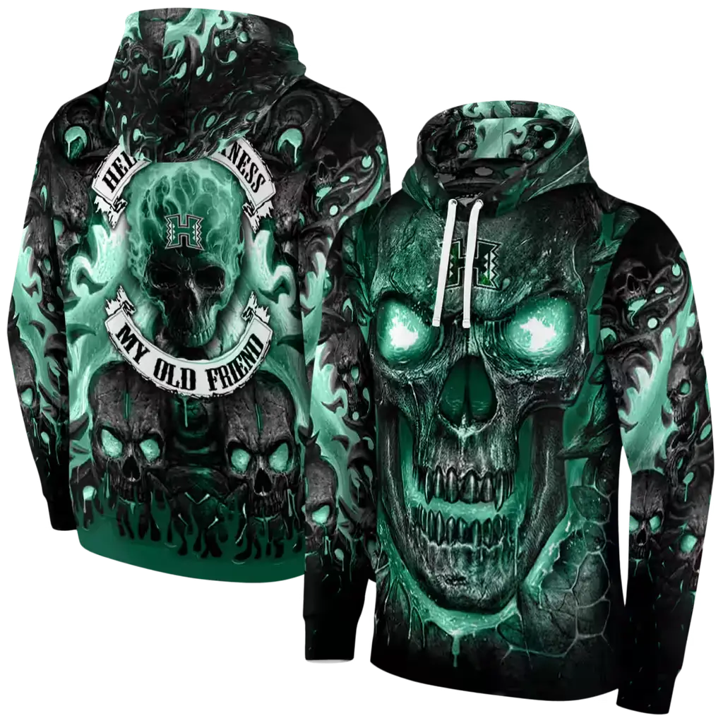 hawaii rainbow warriors demonic skull green black hoodie fashion forward hawaii rainbow warriors demonic skull green black hoodie fashion forward