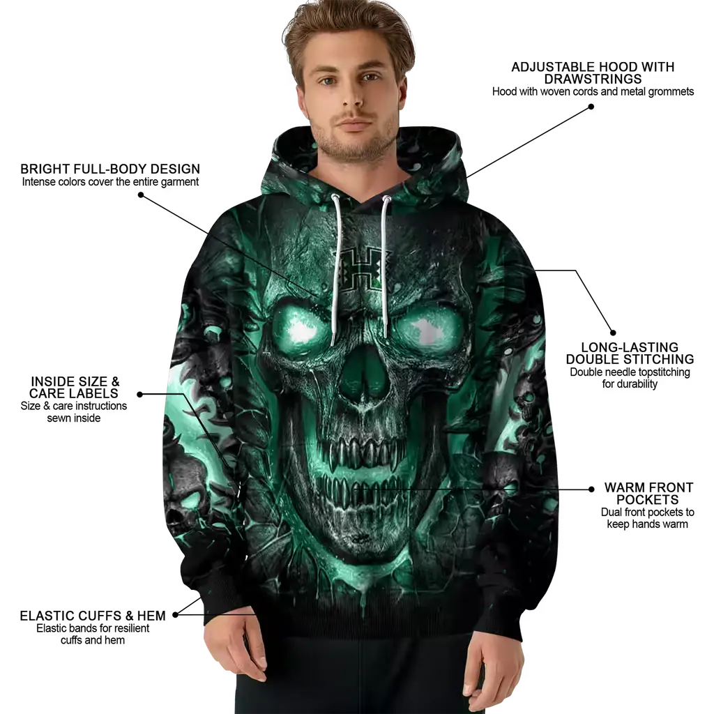 hawaii rainbow warriors demonic skull green black hoodie latest model hawaii rainbow warriors demonic skull green black hoodie latest model