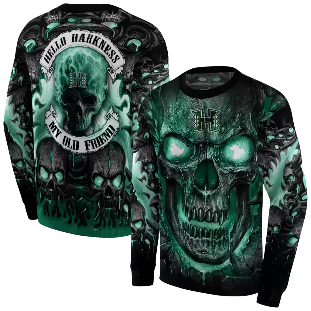 hawaii rainbow warriors demonic skull green black hoodie premium grade hawaii rainbow warriors demonic skull green black hoodie premium grade