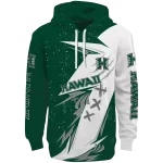hawaii rainbow warriors dynamic slash green white hoodie best selling