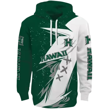 hawaii rainbow warriors dynamic slash green white hoodie best selling