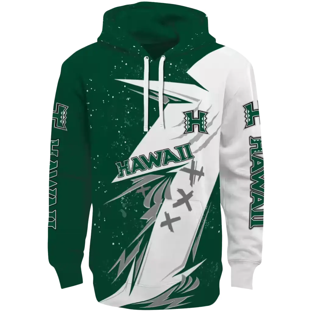 hawaii rainbow warriors dynamic slash green white hoodie best selling hawaii rainbow warriors dynamic slash green white hoodie best selling
