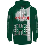 hawaii rainbow warriors football heartbeat green hoodie best selling