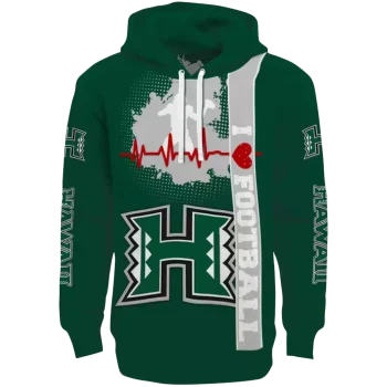 hawaii rainbow warriors football heartbeat green hoodie best selling