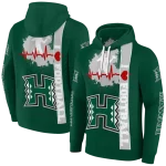 hawaii rainbow warriors football heartbeat green hoodie best selling