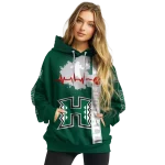 hawaii rainbow warriors football heartbeat green hoodie best selling