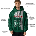 hawaii rainbow warriors football heartbeat green hoodie best selling