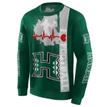 hawaii rainbow warriors football heartbeat green hoodie best selling