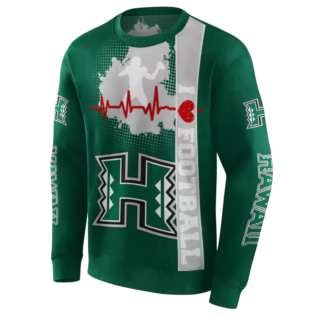 hawaii rainbow warriors football heartbeat green hoodie new arrival hawaii rainbow warriors football heartbeat green hoodie new arrival