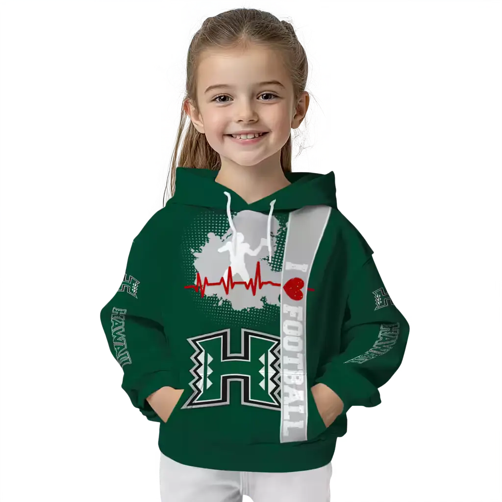 hawaii rainbow warriors football heartbeat green hoodie top rated hawaii rainbow warriors football heartbeat green hoodie top rated