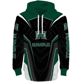 hawaii rainbow warriors futuristic pattern green black hoodie best selling