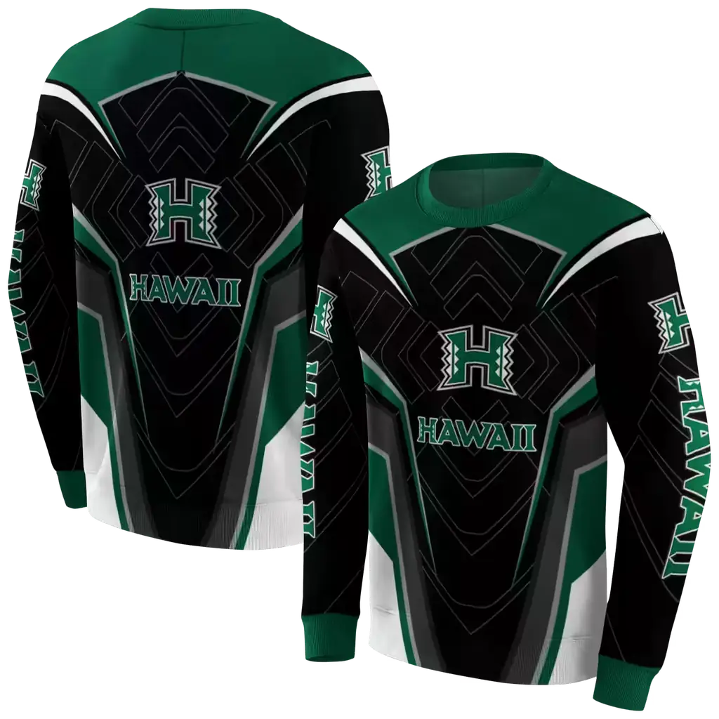hawaii rainbow warriors futuristic pattern green black hoodie premium grade hawaii rainbow warriors futuristic pattern green black hoodie premium grade