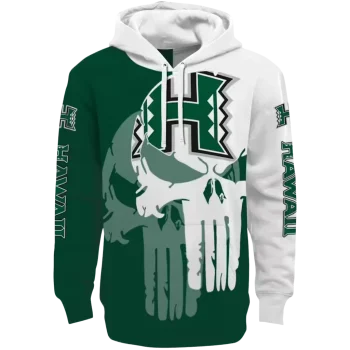 hawaii rainbow warriors graphic punisher green white hoodie best selling