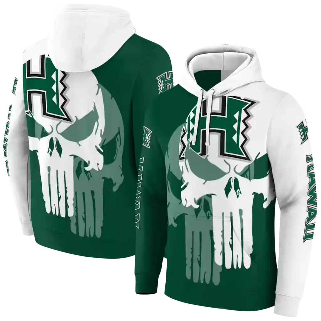 hawaii rainbow warriors graphic punisher green white hoodie fashion forward hawaii rainbow warriors graphic punisher green white hoodie fashion forward