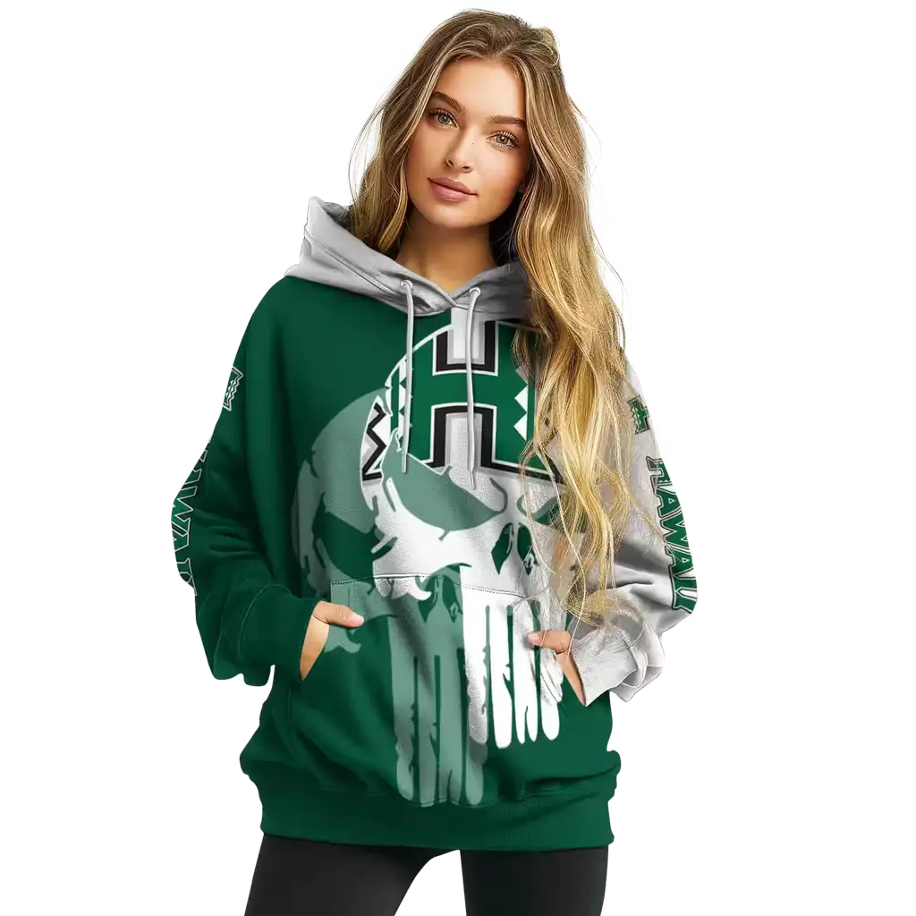 hawaii rainbow warriors graphic punisher green white hoodie high quality hawaii rainbow warriors graphic punisher green white hoodie high quality