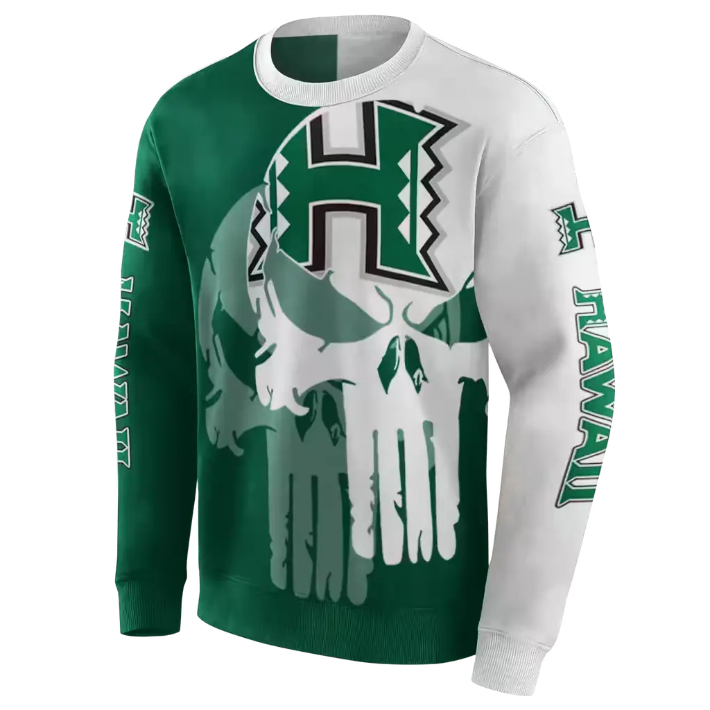 hawaii rainbow warriors graphic punisher green white hoodie new arrival hawaii rainbow warriors graphic punisher green white hoodie new arrival