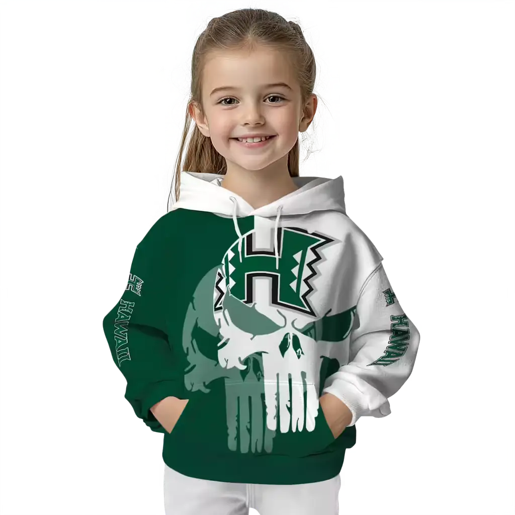 hawaii rainbow warriors graphic punisher green white hoodie top rated hawaii rainbow warriors graphic punisher green white hoodie top rated