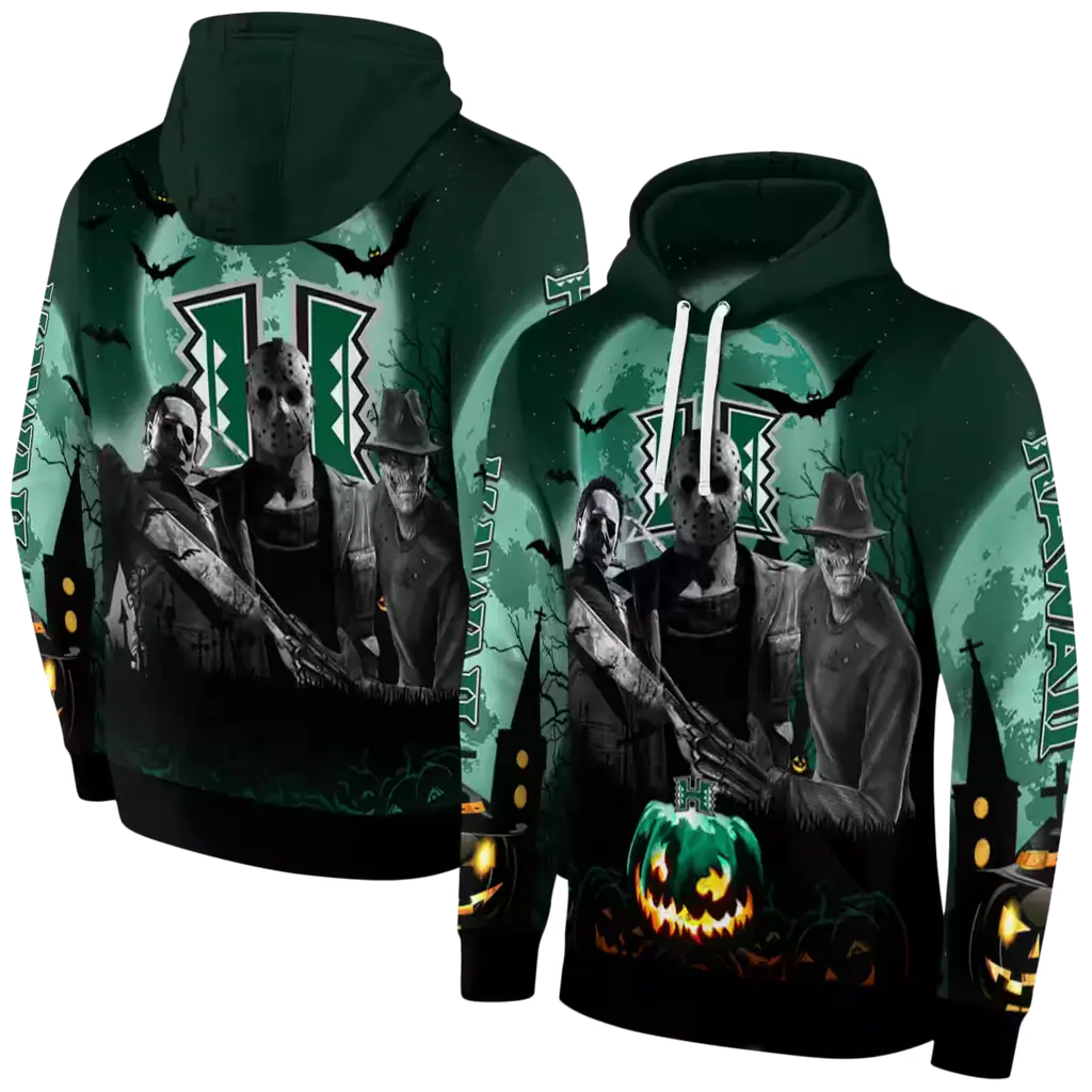 hawaii rainbow warriors halloween vibes green black hoodie fashion forward hawaii rainbow warriors halloween vibes green black hoodie fashion forward