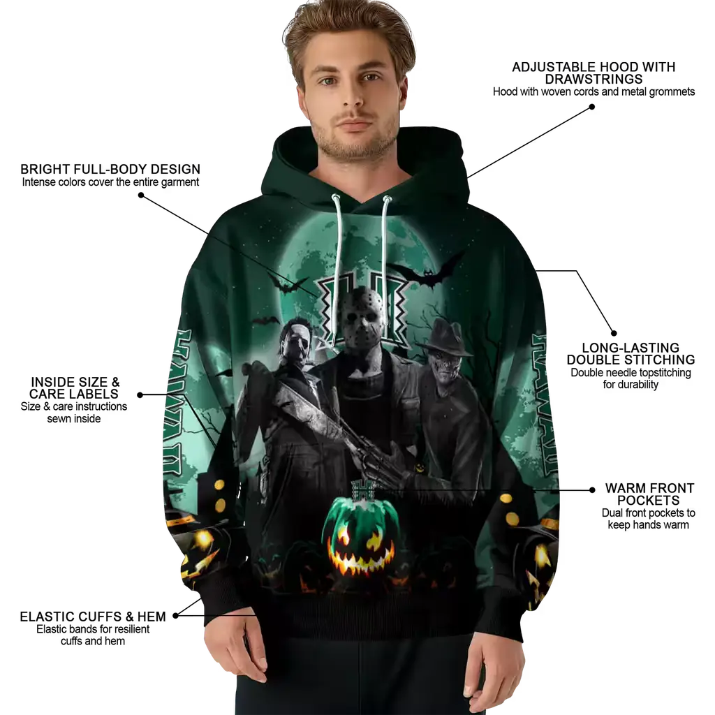 hawaii rainbow warriors halloween vibes green black hoodie latest model hawaii rainbow warriors halloween vibes green black hoodie latest model
