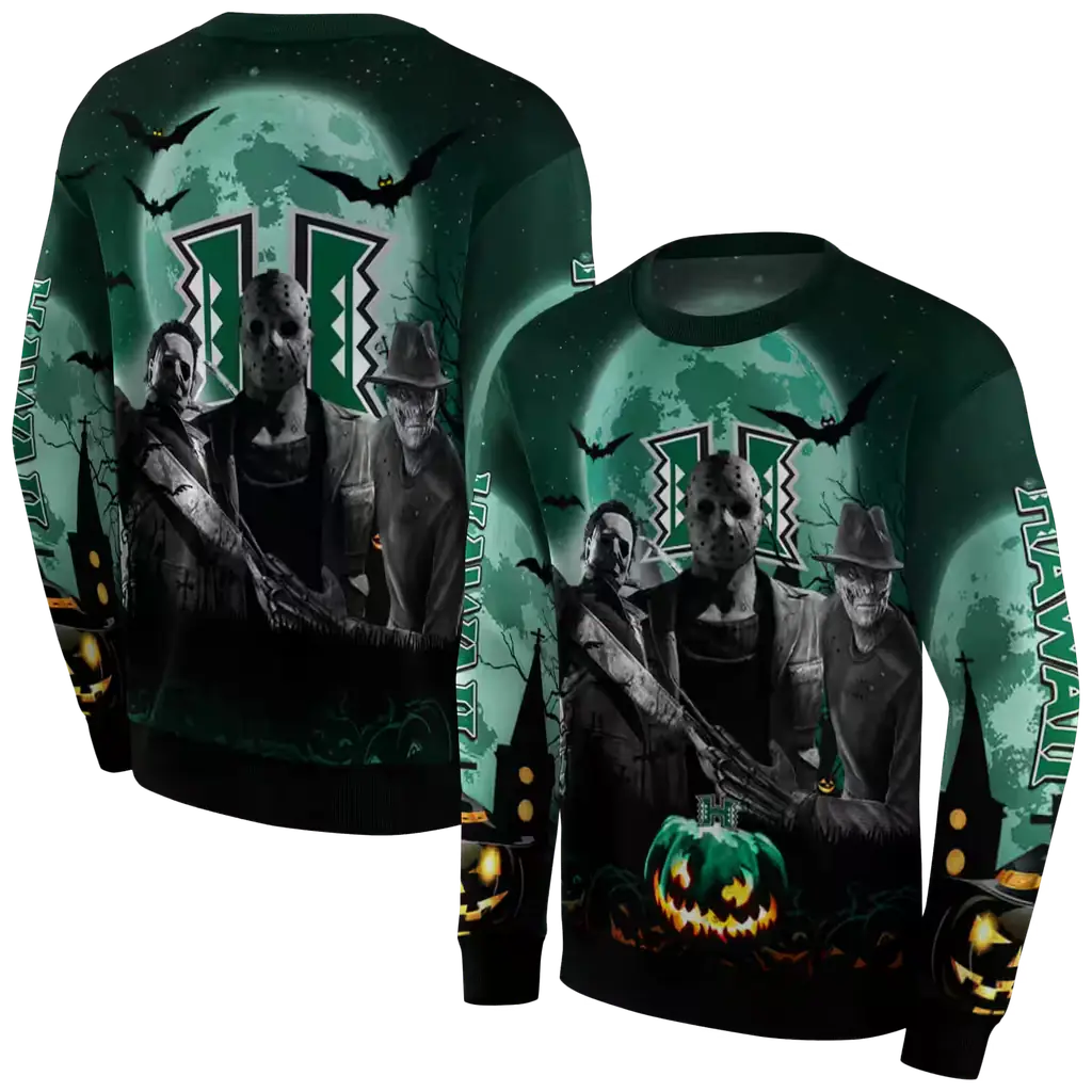 hawaii rainbow warriors halloween vibes green black hoodie premium grade hawaii rainbow warriors halloween vibes green black hoodie premium grade