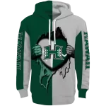 hawaii rainbow warriors heartbeat graphic green hoodie best selling