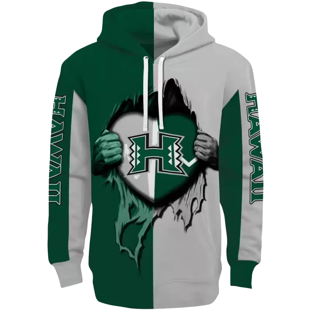 hawaii rainbow warriors heartbeat graphic green hoodie best selling hawaii rainbow warriors heartbeat graphic green hoodie best selling