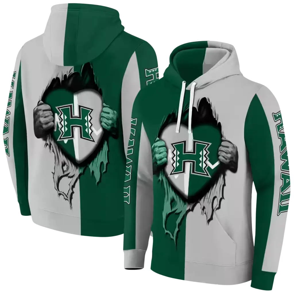 hawaii rainbow warriors heartbeat graphic green hoodie fashion forward hawaii rainbow warriors heartbeat graphic green hoodie fashion forward