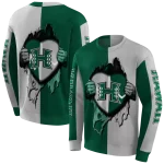 hawaii rainbow warriors heartbeat graphic green hoodie best selling