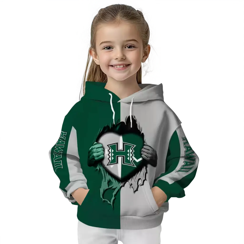 hawaii rainbow warriors heartbeat graphic green hoodie top rated hawaii rainbow warriors heartbeat graphic green hoodie top rated