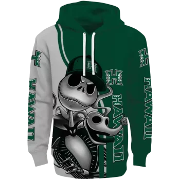 hawaii rainbow warriors jack skellington green hoodie best selling