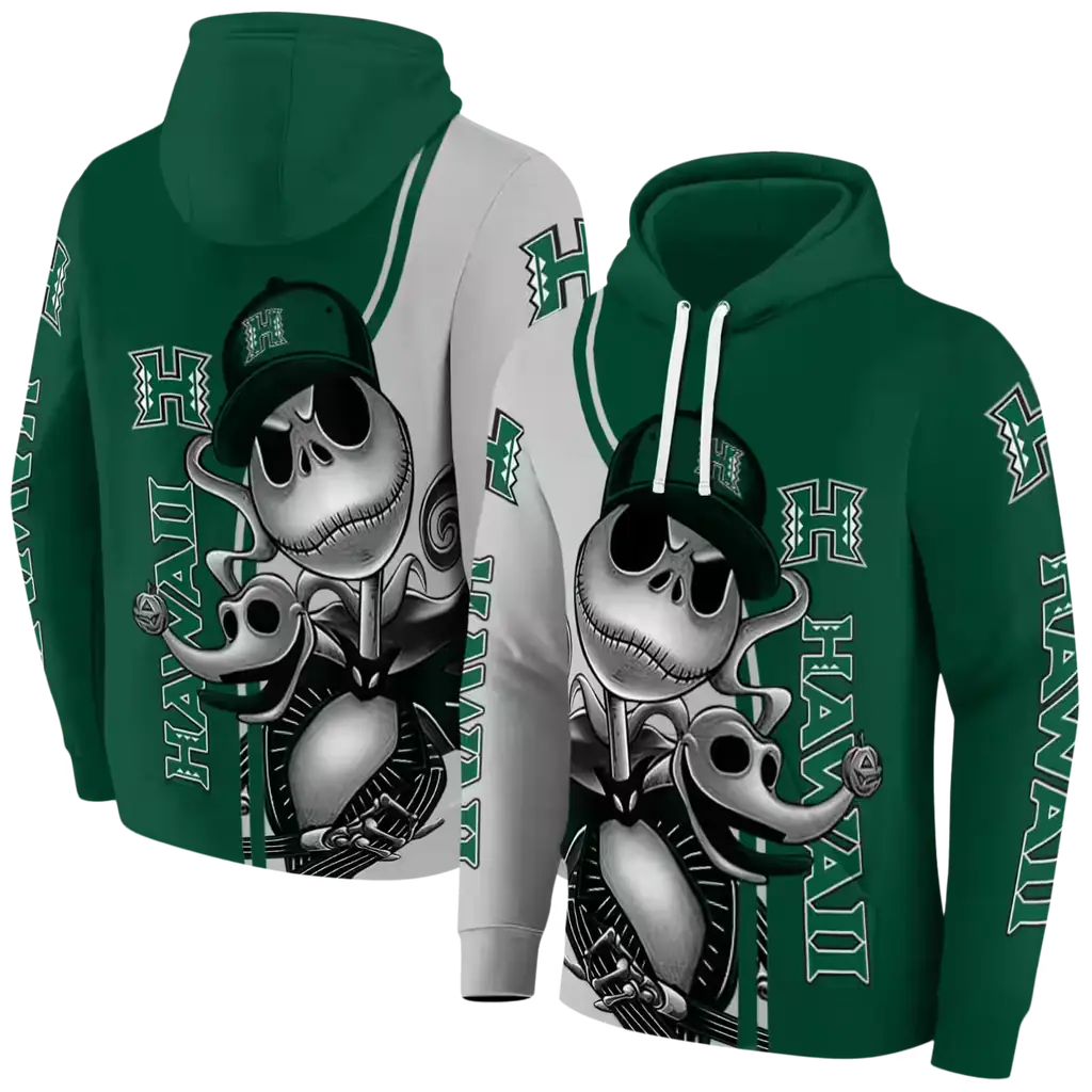 hawaii rainbow warriors jack skellington green hoodie fashion forward hawaii rainbow warriors jack skellington green hoodie fashion forward