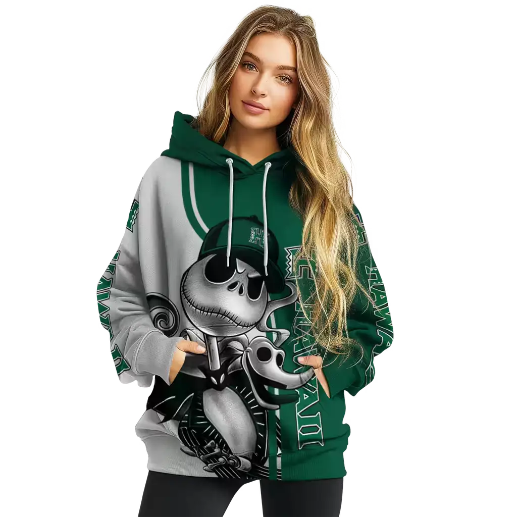 hawaii rainbow warriors jack skellington green hoodie high quality hawaii rainbow warriors jack skellington green hoodie high quality