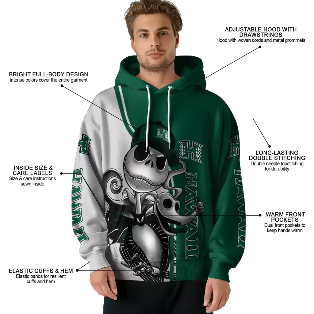 hawaii rainbow warriors jack skellington green hoodie latest model hawaii rainbow warriors jack skellington green hoodie latest model