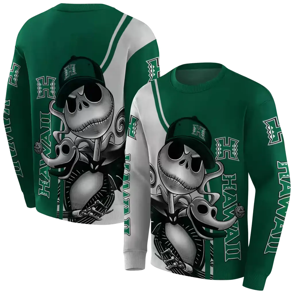 hawaii rainbow warriors jack skellington green hoodie premium grade hawaii rainbow warriors jack skellington green hoodie premium grade