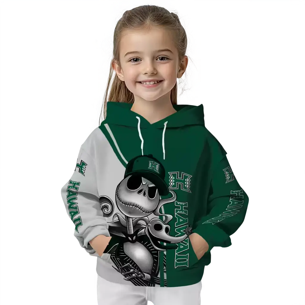 hawaii rainbow warriors jack skellington green hoodie top rated hawaii rainbow warriors jack skellington green hoodie top rated