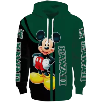 hawaii rainbow warriors mickey mouse green black hoodie best selling