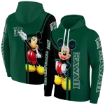 hawaii rainbow warriors mickey mouse green black hoodie best selling