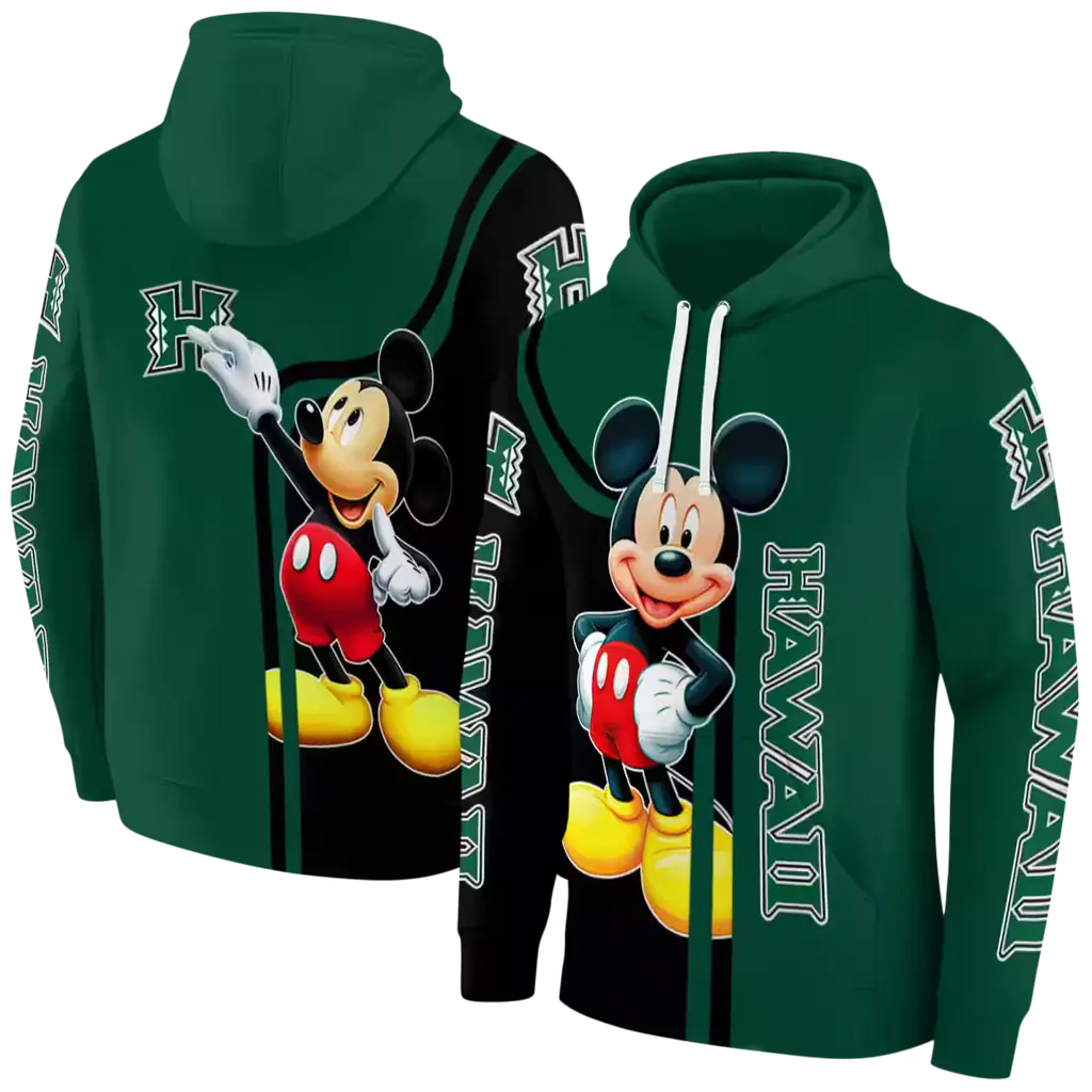 hawaii rainbow warriors mickey mouse green black hoodie fashion forward hawaii rainbow warriors mickey mouse green black hoodie fashion forward