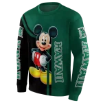 hawaii rainbow warriors mickey mouse green black hoodie best selling
