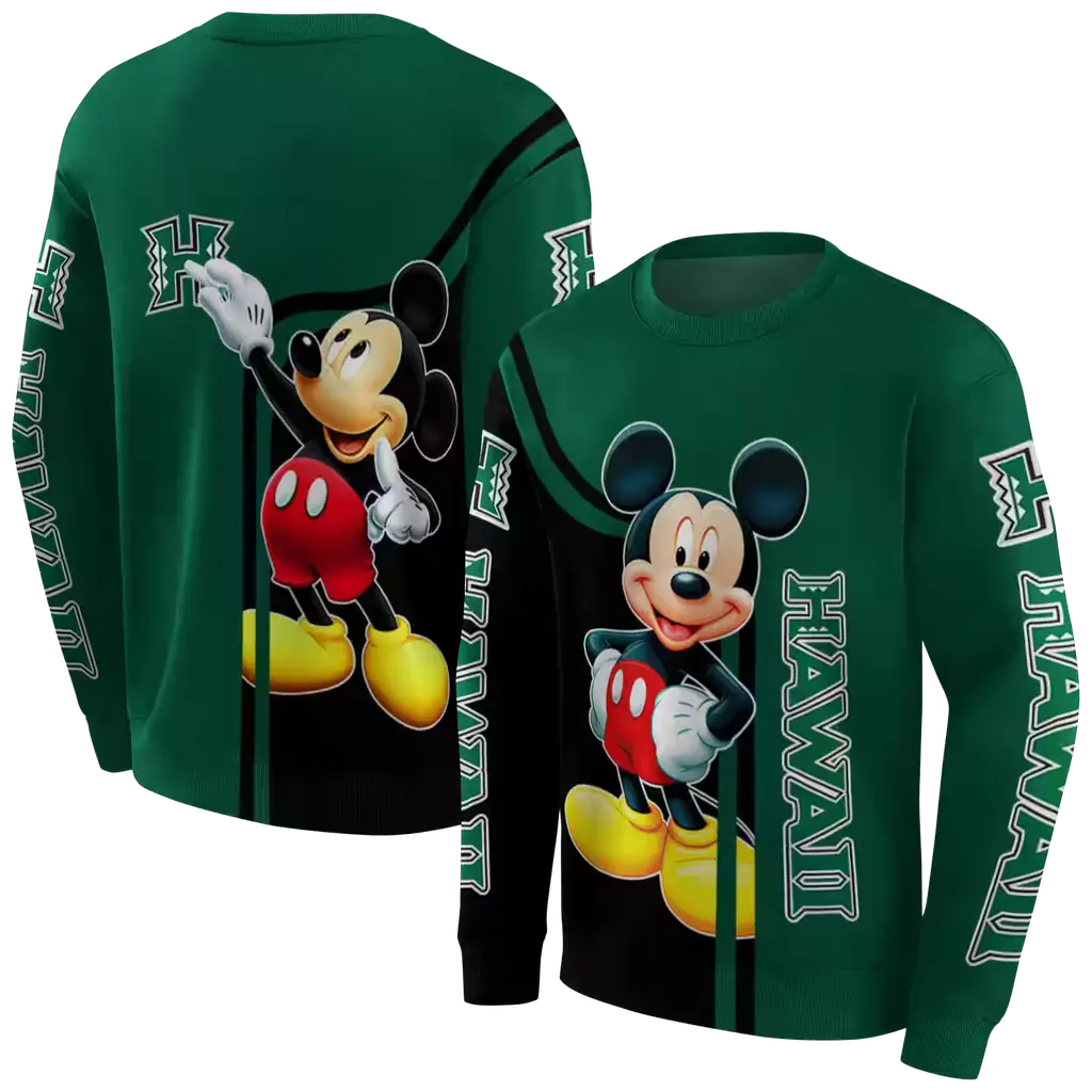 hawaii rainbow warriors mickey mouse green black hoodie premium grade hawaii rainbow warriors mickey mouse green black hoodie premium grade