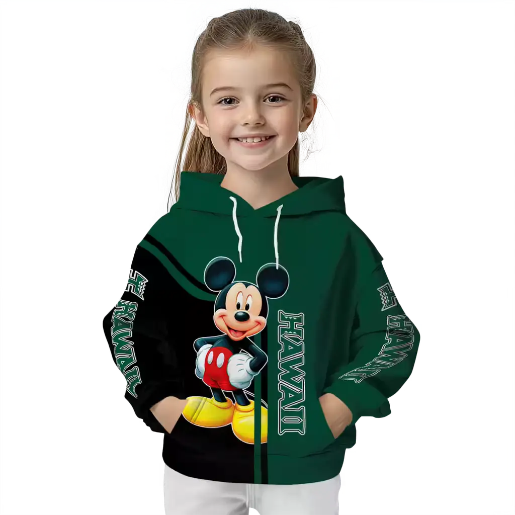 hawaii rainbow warriors mickey mouse green black hoodie top rated hawaii rainbow warriors mickey mouse green black hoodie top rated