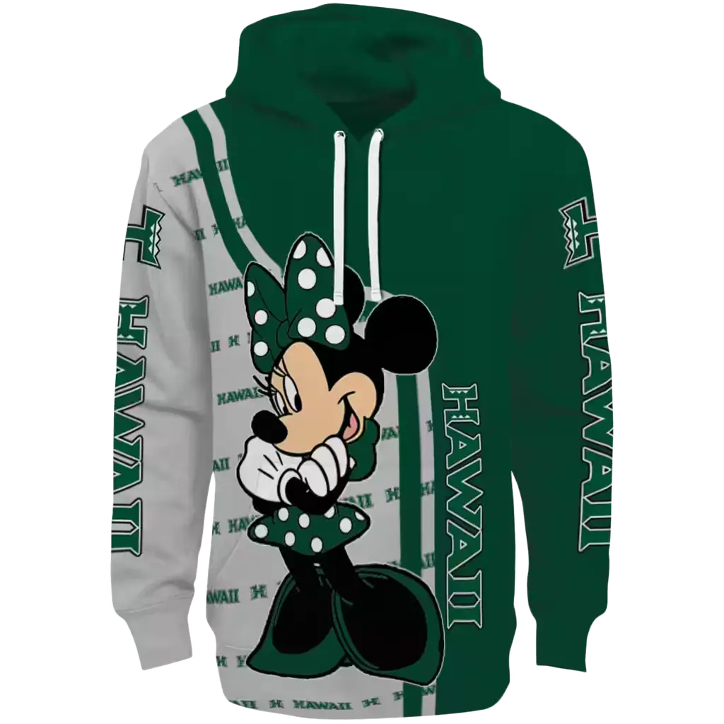 hawaii rainbow warriors minnie mouse green hoodie best selling hawaii rainbow warriors minnie mouse green hoodie best selling
