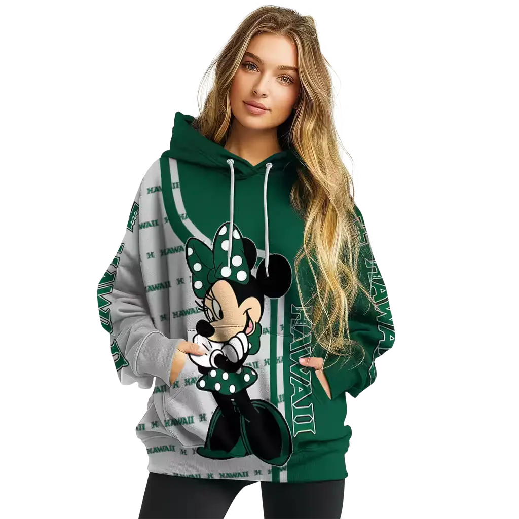 hawaii rainbow warriors minnie mouse green hoodie high quality hawaii rainbow warriors minnie mouse green hoodie high quality