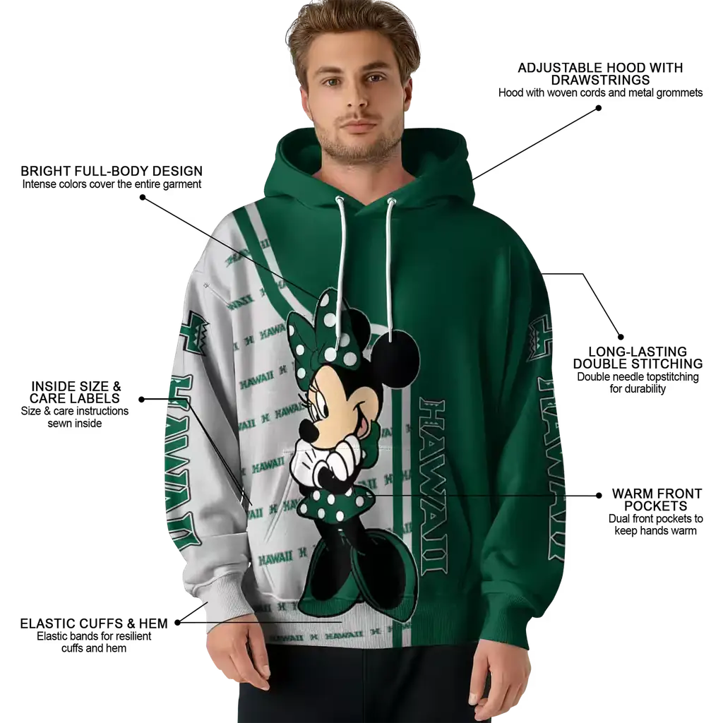 hawaii rainbow warriors minnie mouse green hoodie latest model hawaii rainbow warriors minnie mouse green hoodie latest model