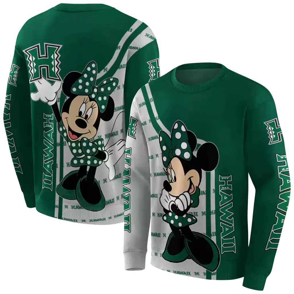 hawaii rainbow warriors minnie mouse green hoodie premium grade hawaii rainbow warriors minnie mouse green hoodie premium grade