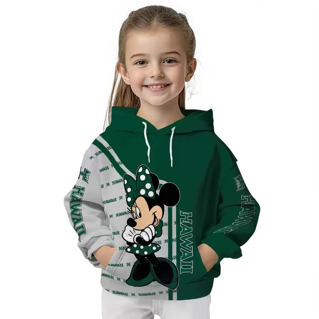 hawaii rainbow warriors minnie mouse green hoodie top rated hawaii rainbow warriors minnie mouse green hoodie top rated