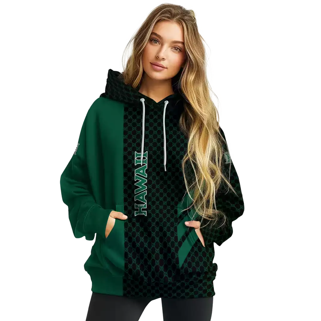 hawaii rainbow warriors monogram pattern green hoodie high quality hawaii rainbow warriors monogram pattern green hoodie high quality