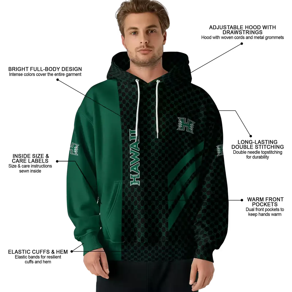 hawaii rainbow warriors monogram pattern green hoodie latest model hawaii rainbow warriors monogram pattern green hoodie latest model