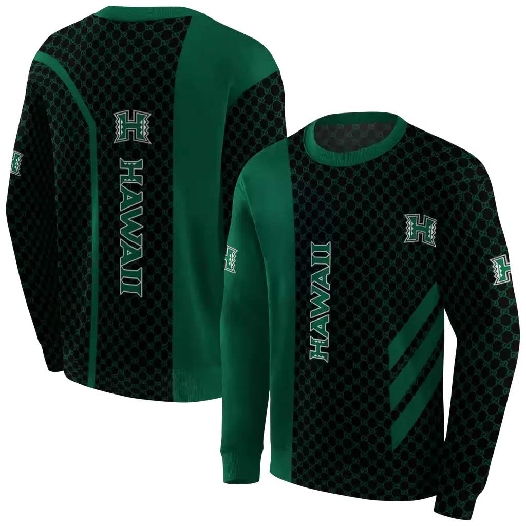 hawaii rainbow warriors monogram pattern green hoodie premium grade hawaii rainbow warriors monogram pattern green hoodie premium grade