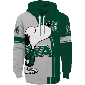 hawaii rainbow warriors playful snoopy green hoodie best selling